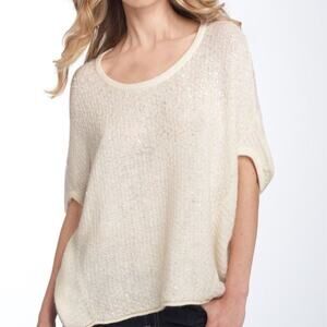 Free People Cream Stardust Sequin Batwing Sweater